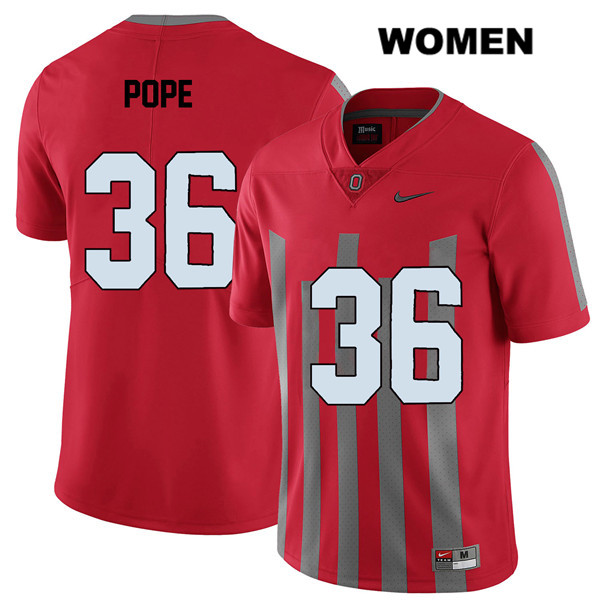 Ohio State Buckeyes Women's K'Vaughan Pope #36 Red Authentic Nike Elite College NCAA Stitched Football Jersey IH19N00QM